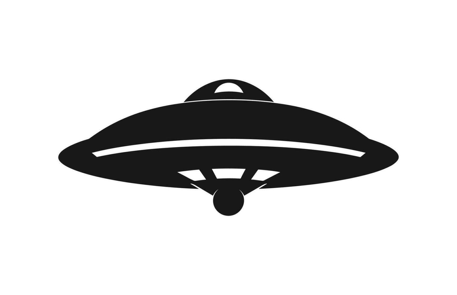 ein Raum UFO Vektor schwarz Silhouette isoliert auf ein Weiß Hintergrund