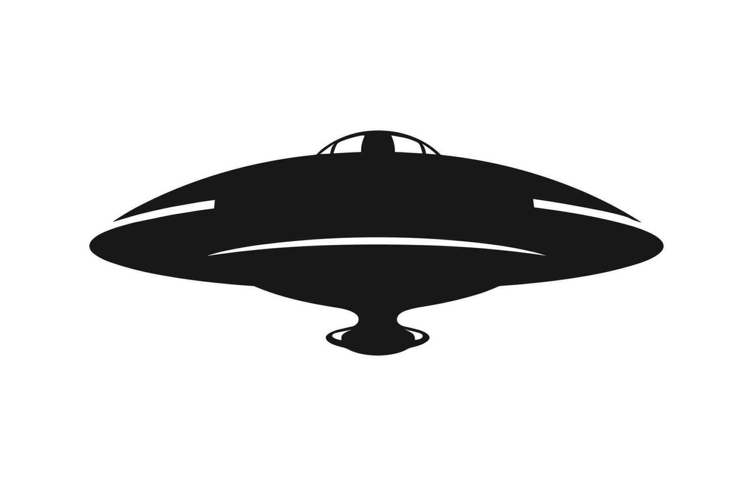 en Plats UFO vektor svart silhuett isolerat på en vit bakgrund
