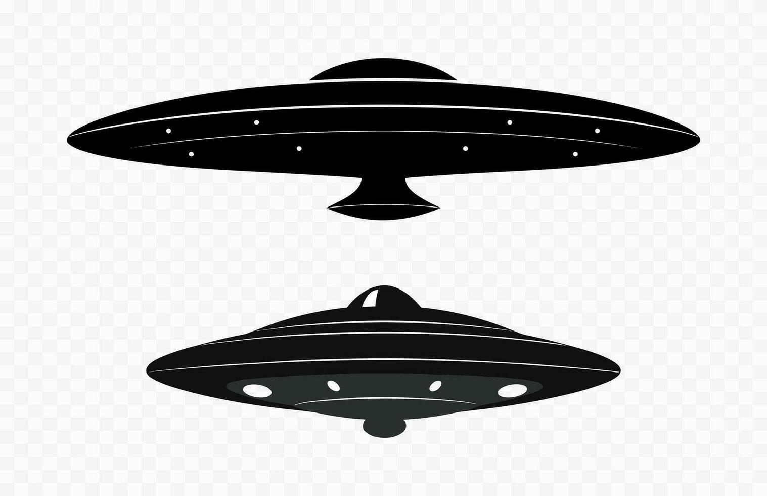 en Plats UFO vektor svart silhuett isolerat på en vit bakgrund
