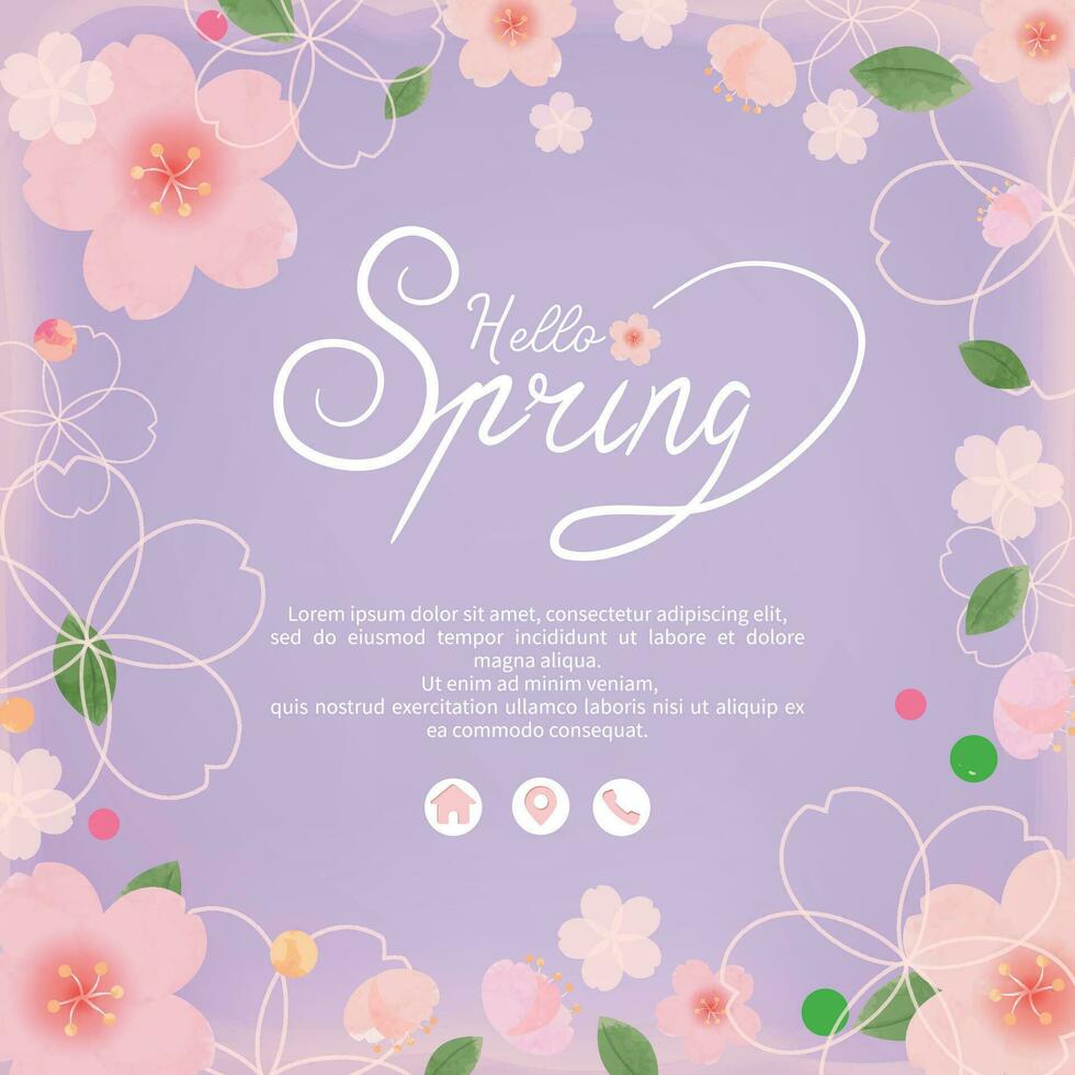 Licht Farbe Thema Frühling Kirsche blühen Gruß Karten, Poster, Foto Frames vektor