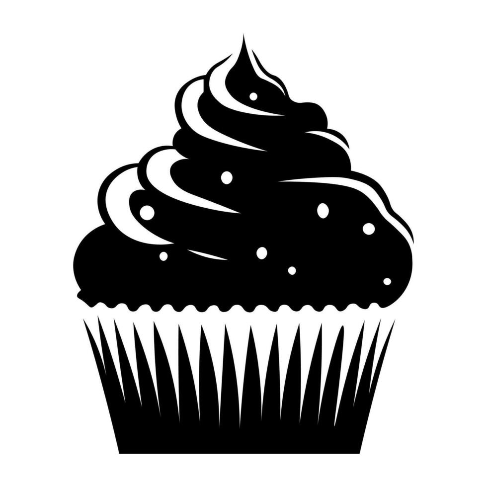 Cupcake schwarz Vektor Symbol isoliert auf Weiß Hintergrund