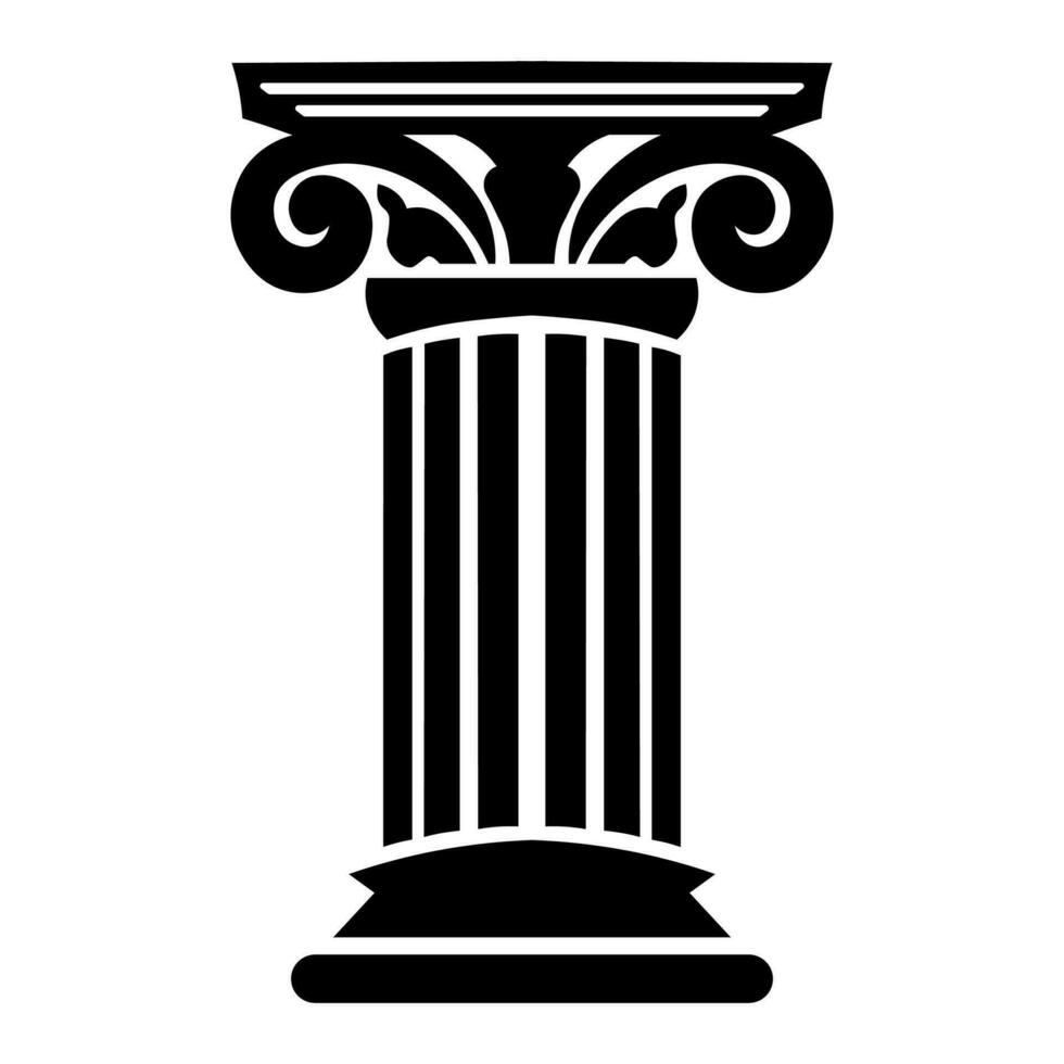 griechisch Säule schwarz Vektor Symbol isoliert auf Weiß Hintergrund