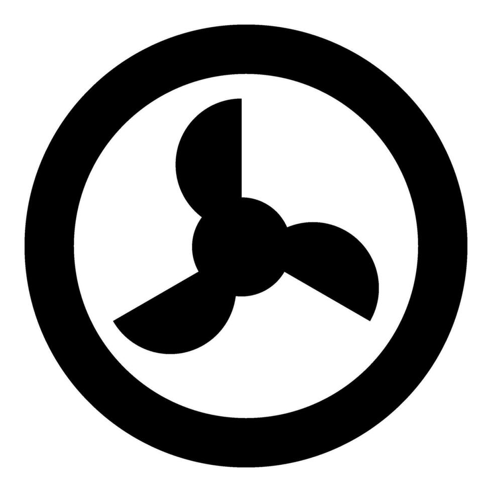 skruva av fartyg propeller fläkt turbin trebladig ikon i cirkel runda svart Färg vektor illustration bild fast översikt stil