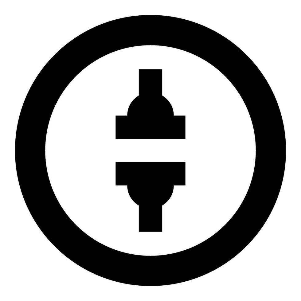 Maschine Drücken Sie automatisch hydraulisch Fabrik industriell Symbol im Kreis runden schwarz Farbe Vektor Illustration Bild solide Gliederung Stil