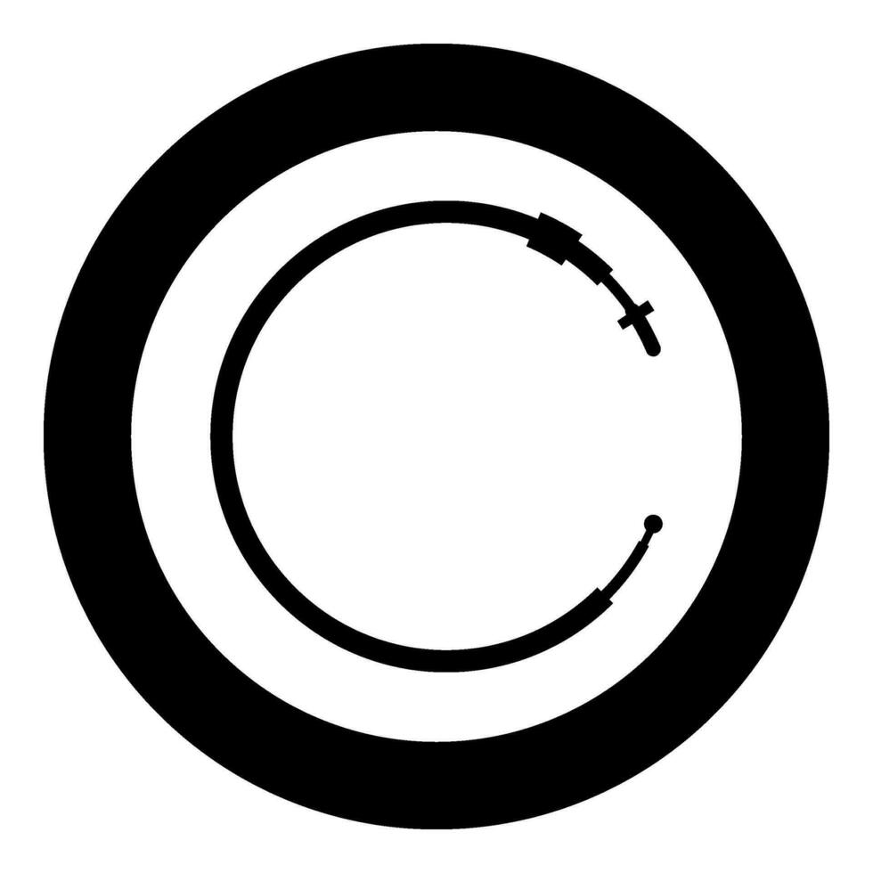 Kabel zum Gas Kupplung Auto ziehen Handbuch Getriebe Seil Teil Symbol im Kreis runden schwarz Farbe Vektor Illustration Bild solide Gliederung Stil