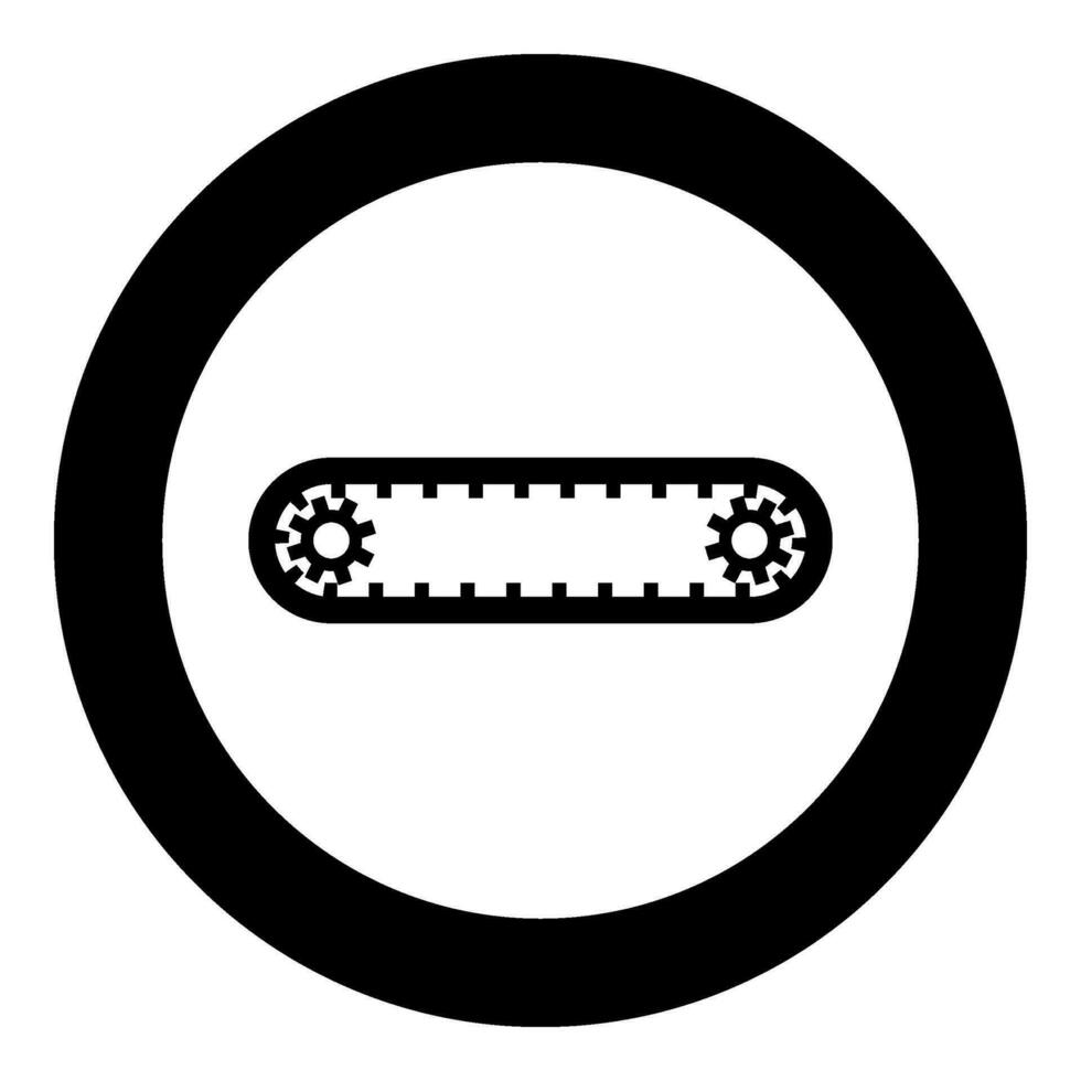 rem för motor tandad bälte för kugghjul cambelt tidpunkt gas distribution mekanism ikon i cirkel runda svart Färg vektor illustration bild fast översikt stil