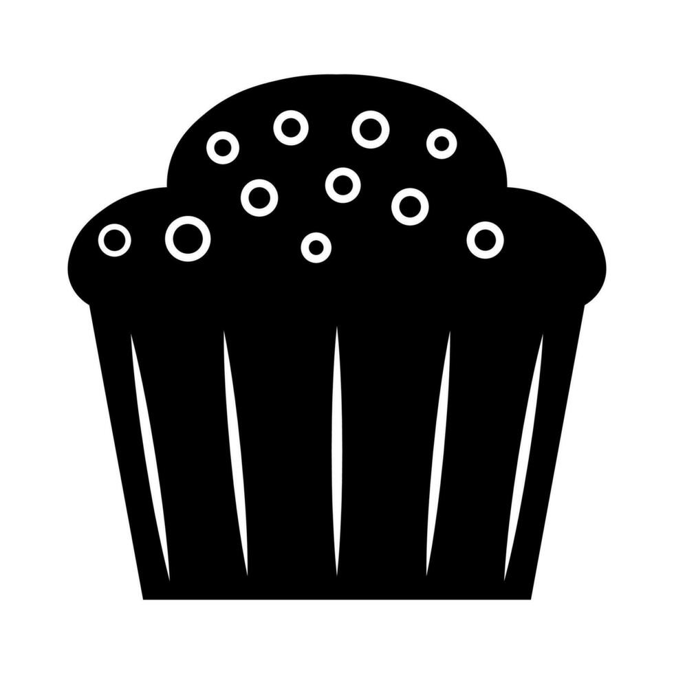 Muffin schwarz Vektor Symbol isoliert auf Weiß Hintergrund