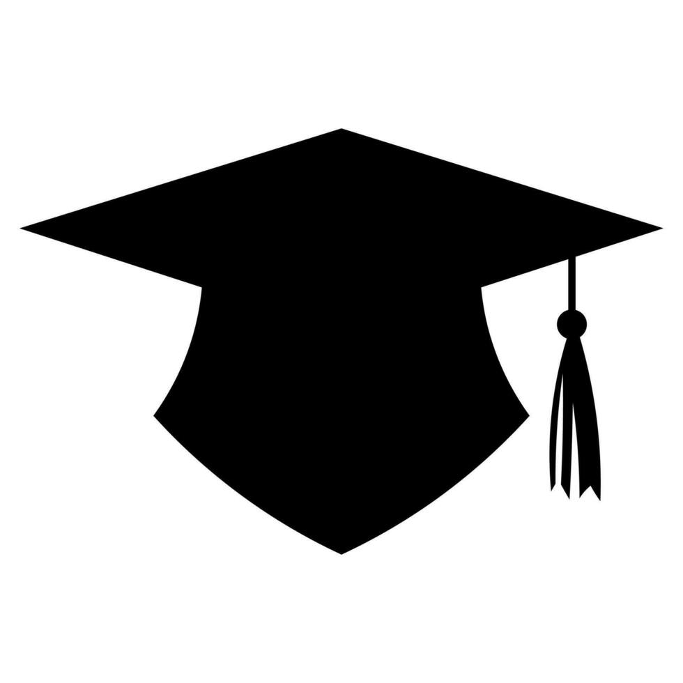 Abschluss Hut schwarz Vektor Symbol isoliert auf Weiß Hintergrund