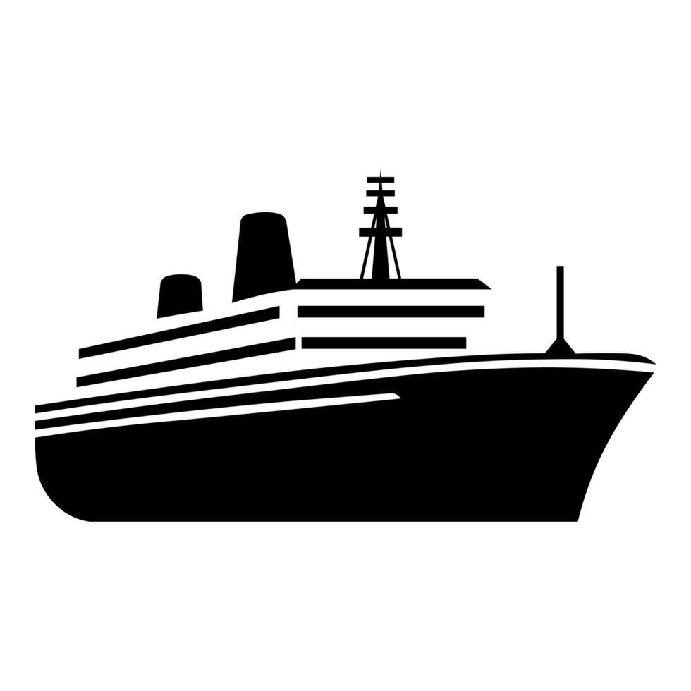 Schiff schwarz Vektor Symbol isoliert auf Weiß Hintergrund