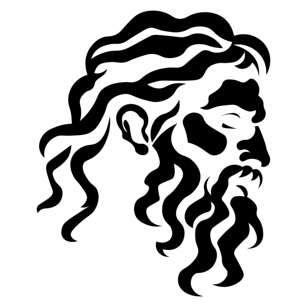 Zeus schwarz Vektor Symbol isoliert auf Weiß Hintergrund