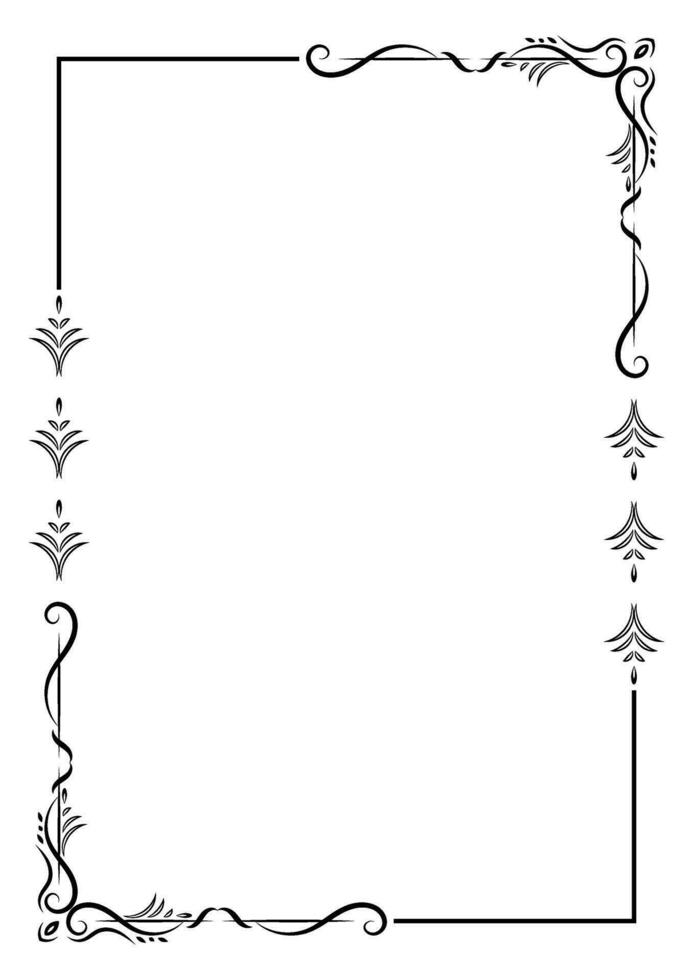 Rahmen Ecke und Rand Vektor Element mit Filigran Jahrgang Stil. dekorativ Ornament Design zum Buchseite, rahmen, Vorlage, Papier, Karte, Zertifikat, Hochzeit Einladung, Speisekarte.