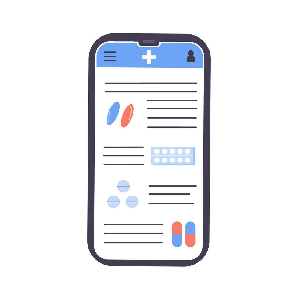 smartphone skärm med manlig läkare ger uppkopplad diagnos. ett app med läkare samråd eller råd. medicinsk forskare samtal handla om piller och medicin. fråga läkare. vektor illustration.