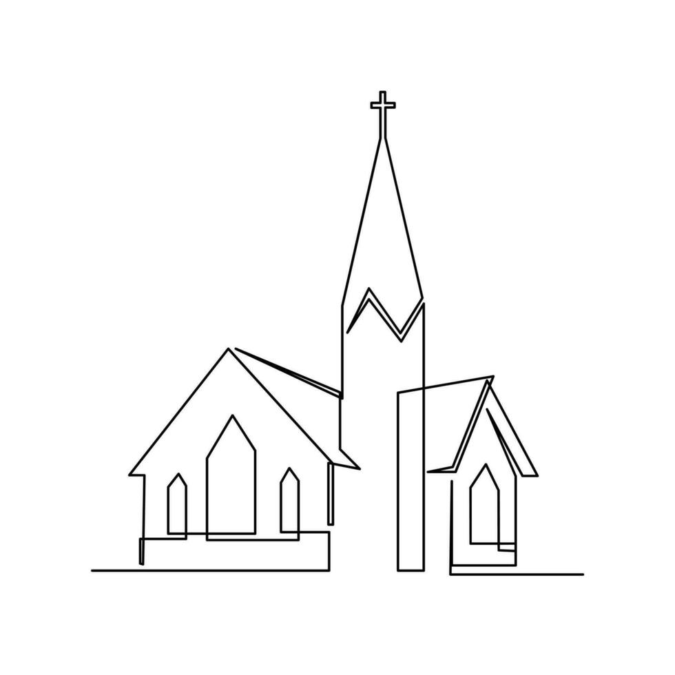 Kirche Single kontinuierlich Linie Illustration vektor