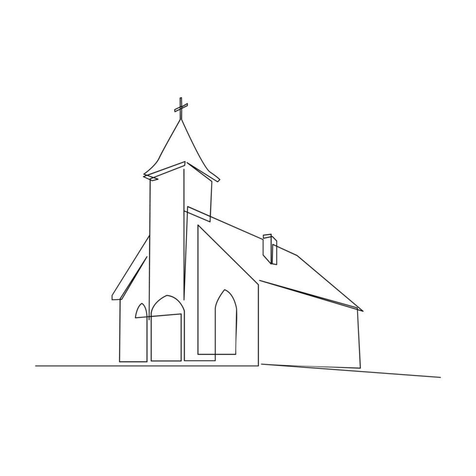 Kirche Single kontinuierlich Linie Illustration vektor