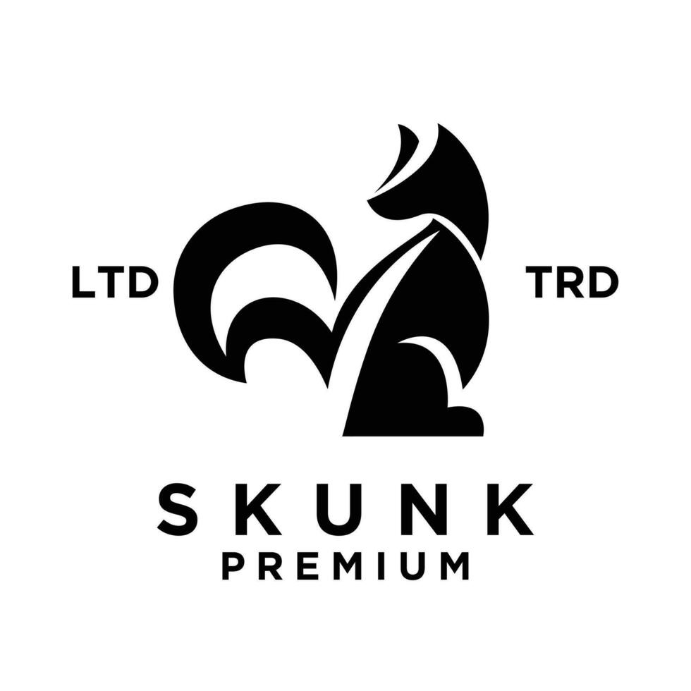 skunk svart vit silhuett logotyp ikon design illustration vektor