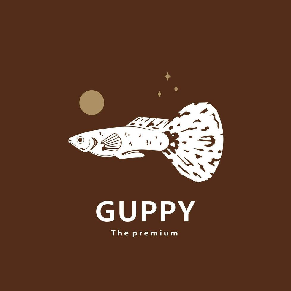 djur- guppy naturlig logotyp vektor ikon silhuett retro hipster