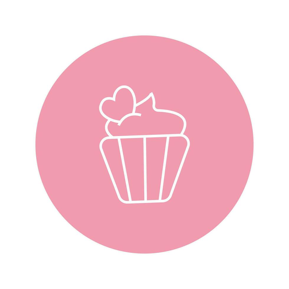 Cupcake mit Herz Symbol. Vektor Illustration.
