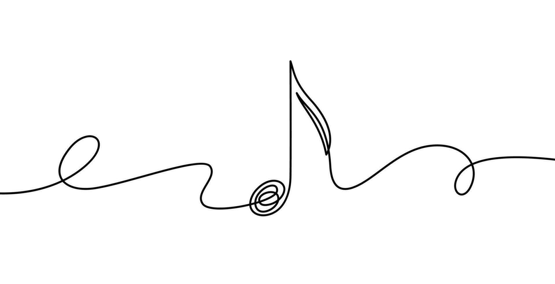 kontinuierlich Linie Musik- Notiz. Musical Symbol im einer linear minimalistisch Stil. modisch abstrakt Welle von Melodie. Vektor Gliederung skizzieren von Klang