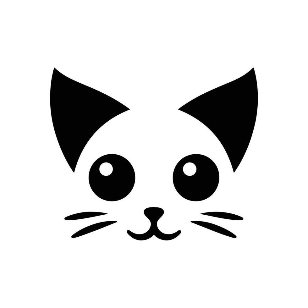 silhouetted tecknad serie katt ansikte logotyp ikon symbol vektor illustration
