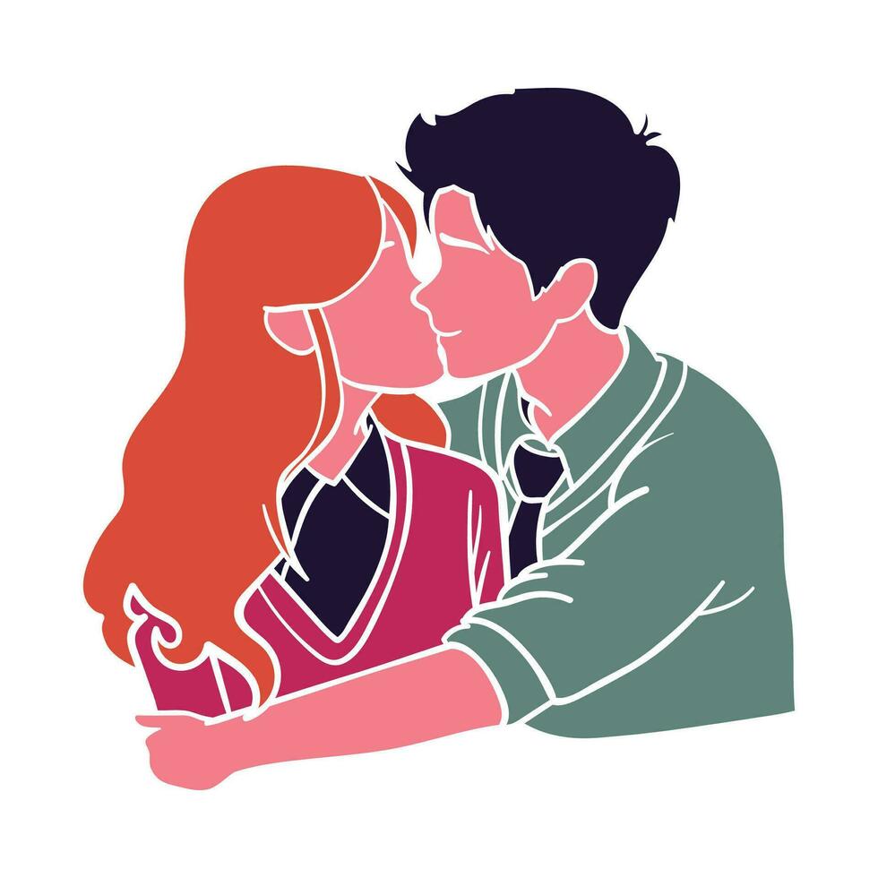 romantisch Paar im Liebe, Hand gezeichnet Vektor Illustration