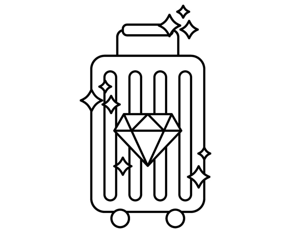 exklusiv fördelar ikon svart och vit - resväska med diamant vektor