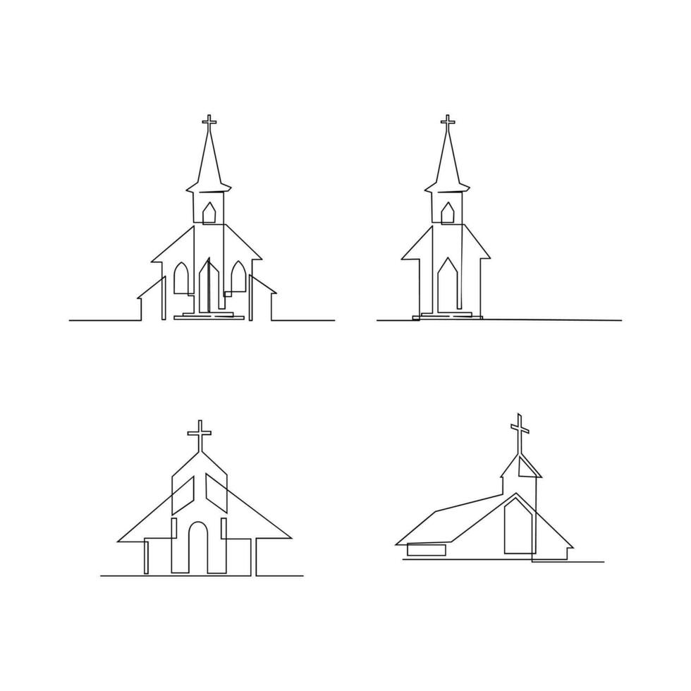 Kirche Single kontinuierlich Linie Illustration vektor