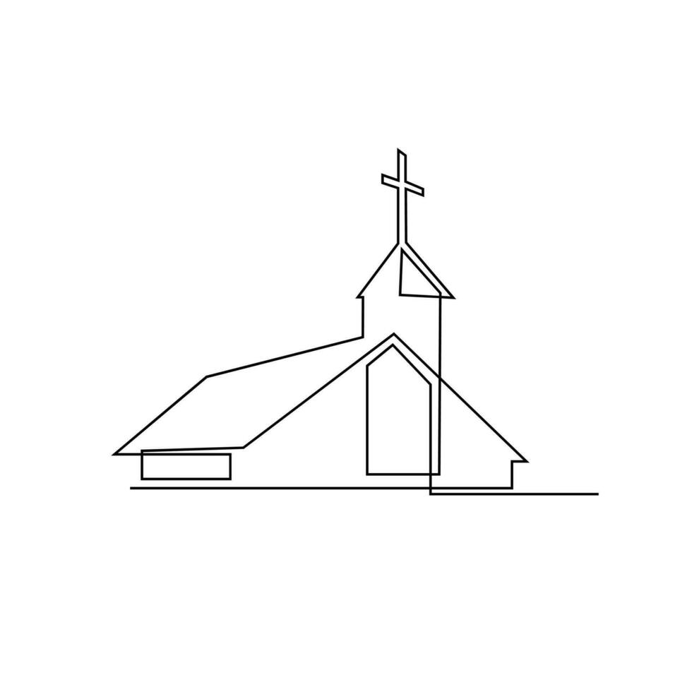 kyrka enda kontinuerlig linje illustration vektor