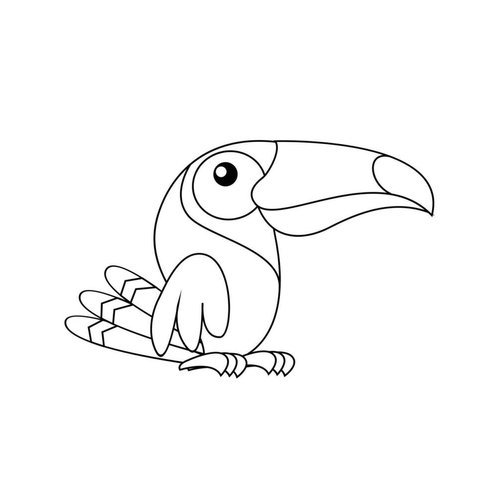 toucan fågel teckning linje söt svart vit illustration vektor