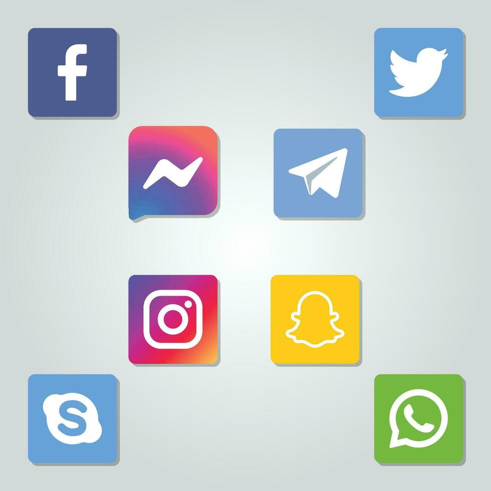social media ikoner avrundad kvadrater fri ladda ner vektor