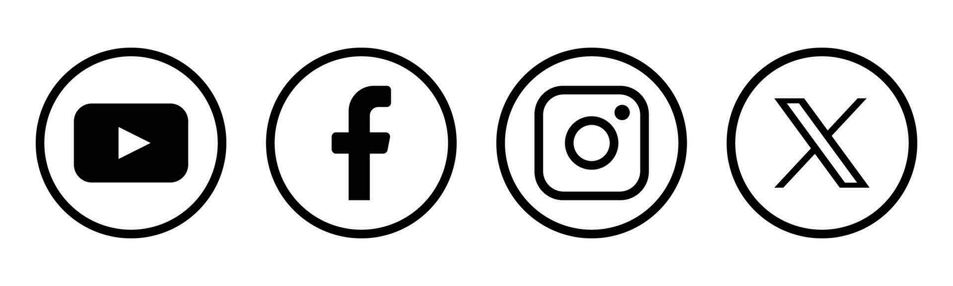 Sozial Medien Marken Logo einstellen - - Youtube, Facebook, instagram, Twitter Symbole vektor