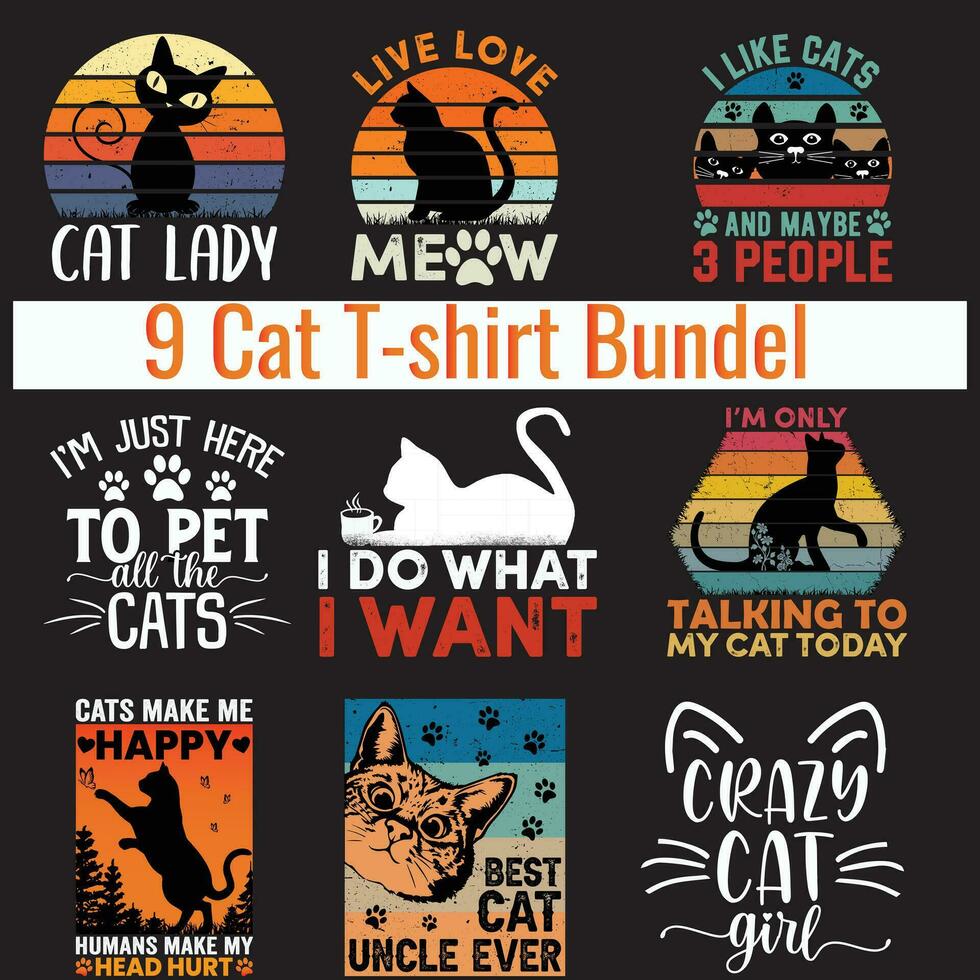 Katze T-Shirt Design, Katze Dame, Beste Katze, verrückt Katze vektor