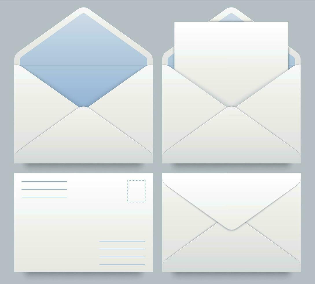 realistisch Mail Umschläge Attrappe, Lehrmodell, Simulation. Botschaft Post- Mail vektor