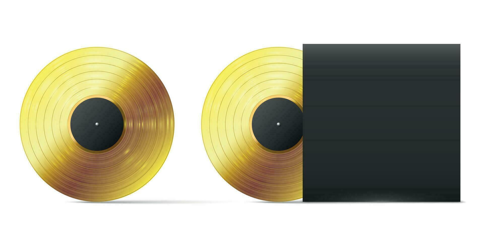 gyllene vinyl spela in. realistisk mall vektor illustration