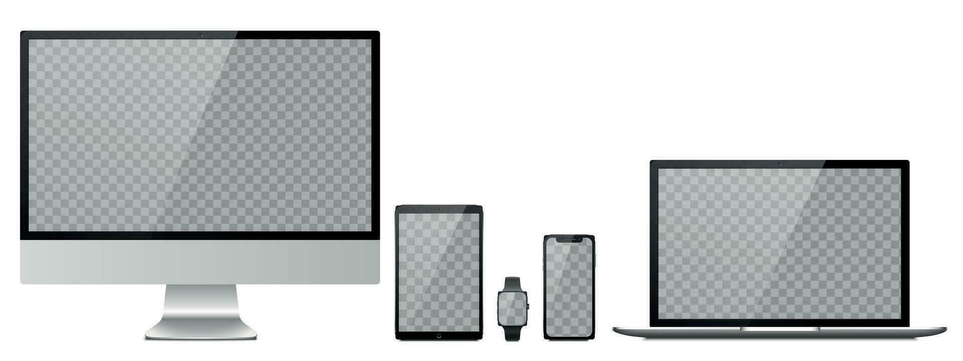 Geräte mit transparent Hintergrund Attrappe, Lehrmodell, Simulation. Gerät Größe Bildschirm vektor