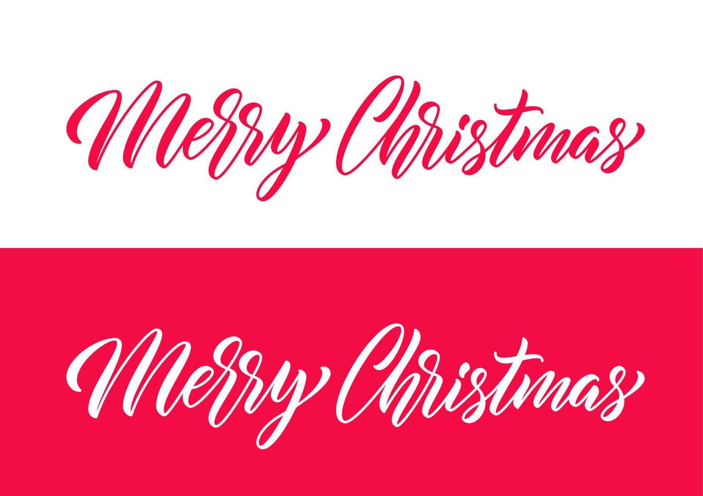 god jul text. semester handritad bokstäver isolerad på vit och röd bakgrund för banner, affisch, kort. jul handskriven kalligrafisk text. vektor