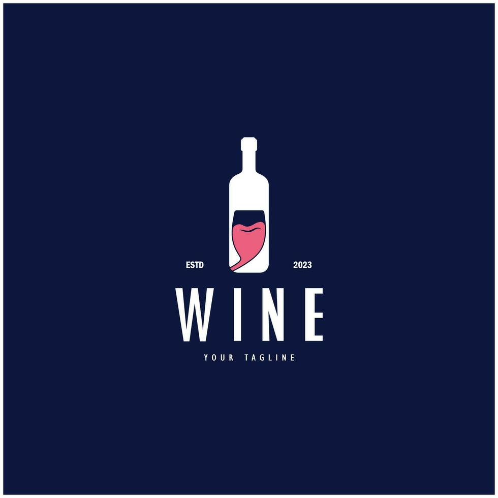 Wein Logo mit Wein Brille und Flaschen.für Nacht Clubs, Bars, Cafés und Wein Geschäfte. vektor