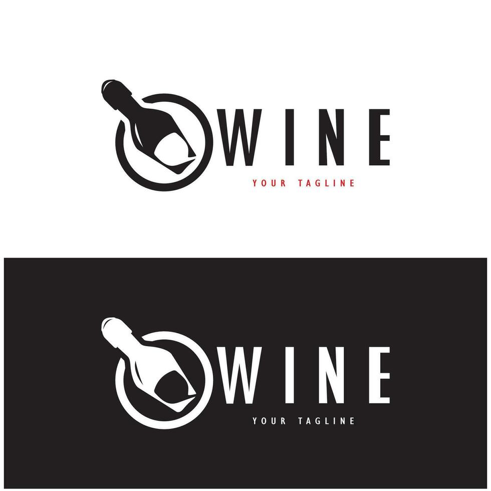 Wein Logo mit Wein Brille und Flaschen.für Nacht Clubs, Bars, Cafés und Wein Geschäfte. vektor