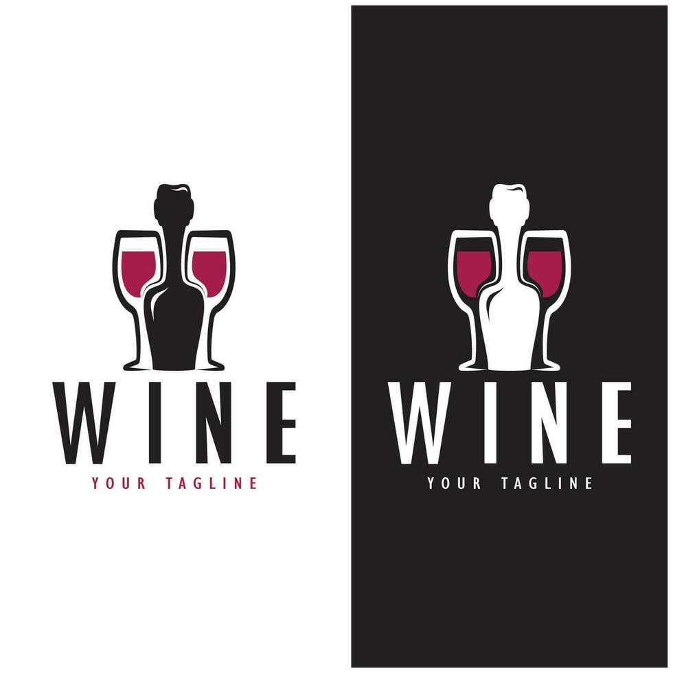 Wein Logo mit Wein Brille und Flaschen.für Nacht Clubs, Bars, Cafés und Wein Geschäfte. vektor