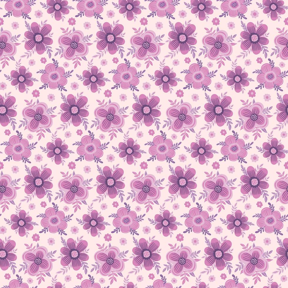 nahtloses lila kleines Blumenmuster. Dekoration schönes Hintergrunddesign. Vintage floral Textilmode zeichnen. vektor