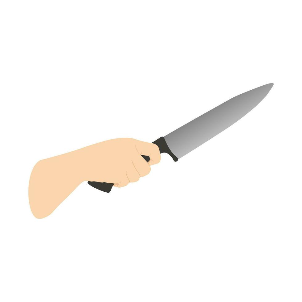 Hand halten Scharf Messer isoliert auf Weiß Hintergrund vektor