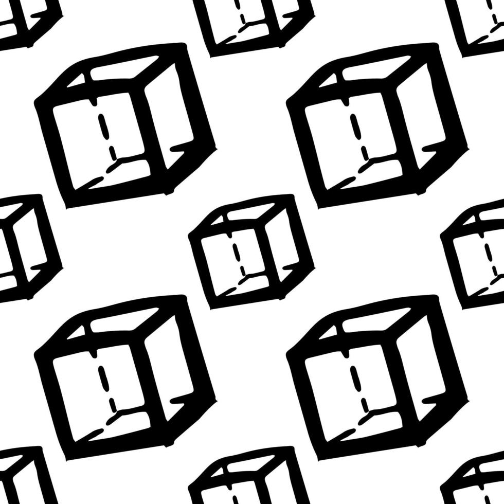 doodle kub - vektor sömlösa mönster. handritad geometrisk form