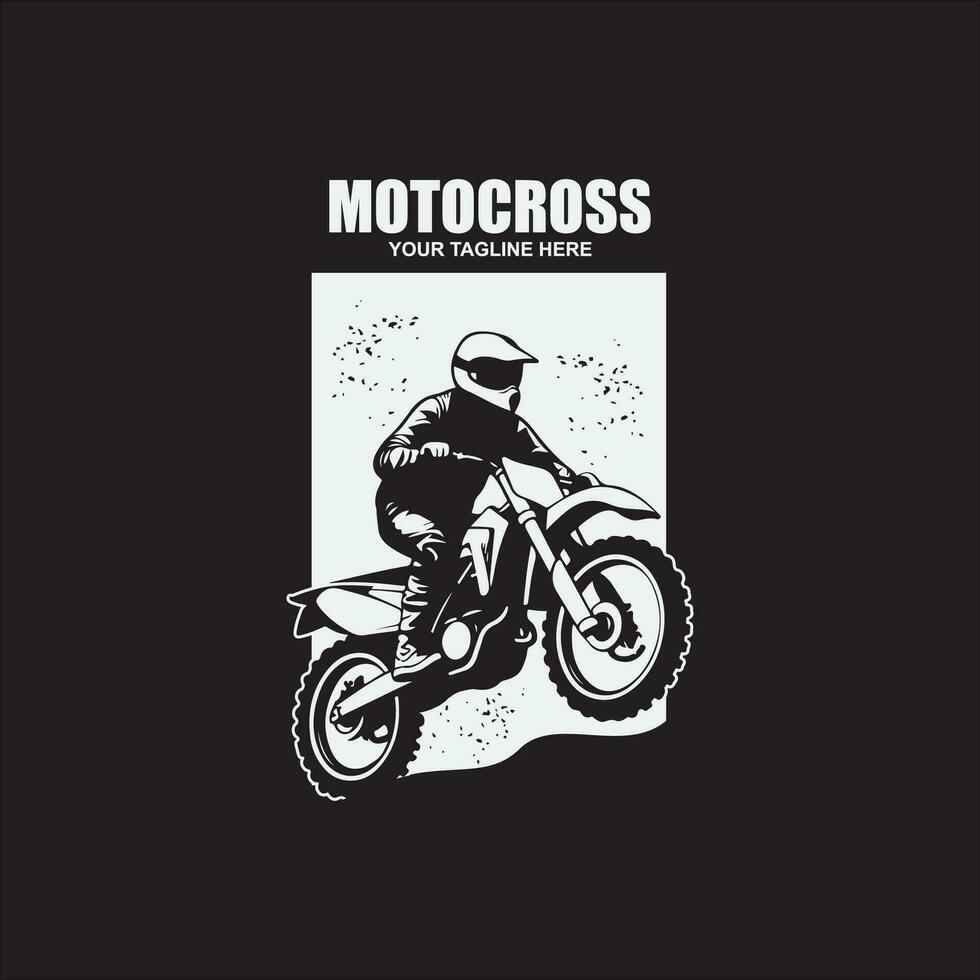 Moto-Cross Freistil Logo Abzeichen mit Wald und Berg Symbol Vektor