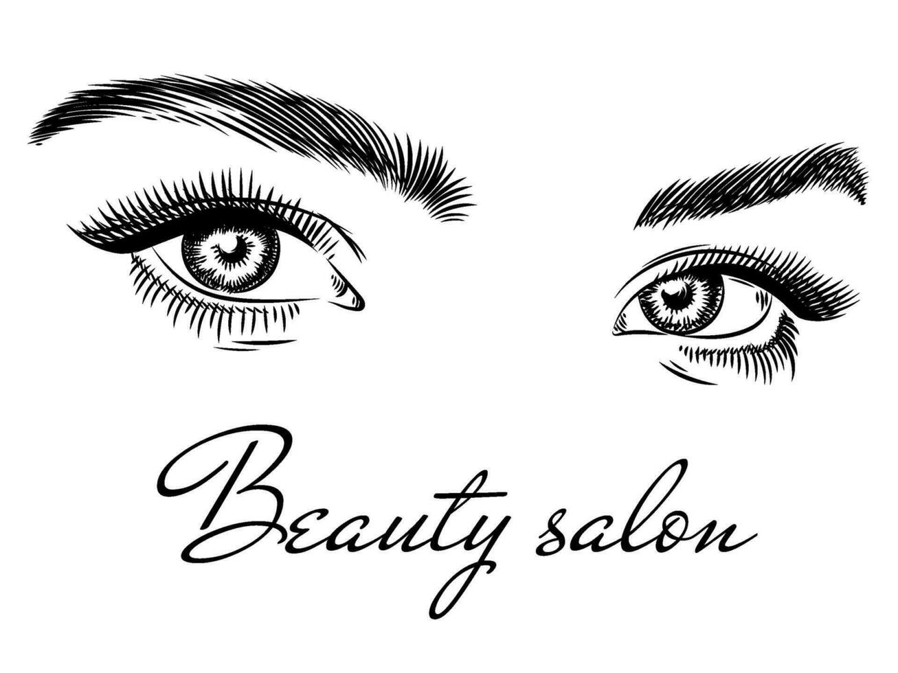 weiblich Augen. Schönheit Salon Poster Kunst Design mit schön Frau Augen, Wimpern und Augenbraue, Mode bilden Hand gezeichnet Vektor Konzept