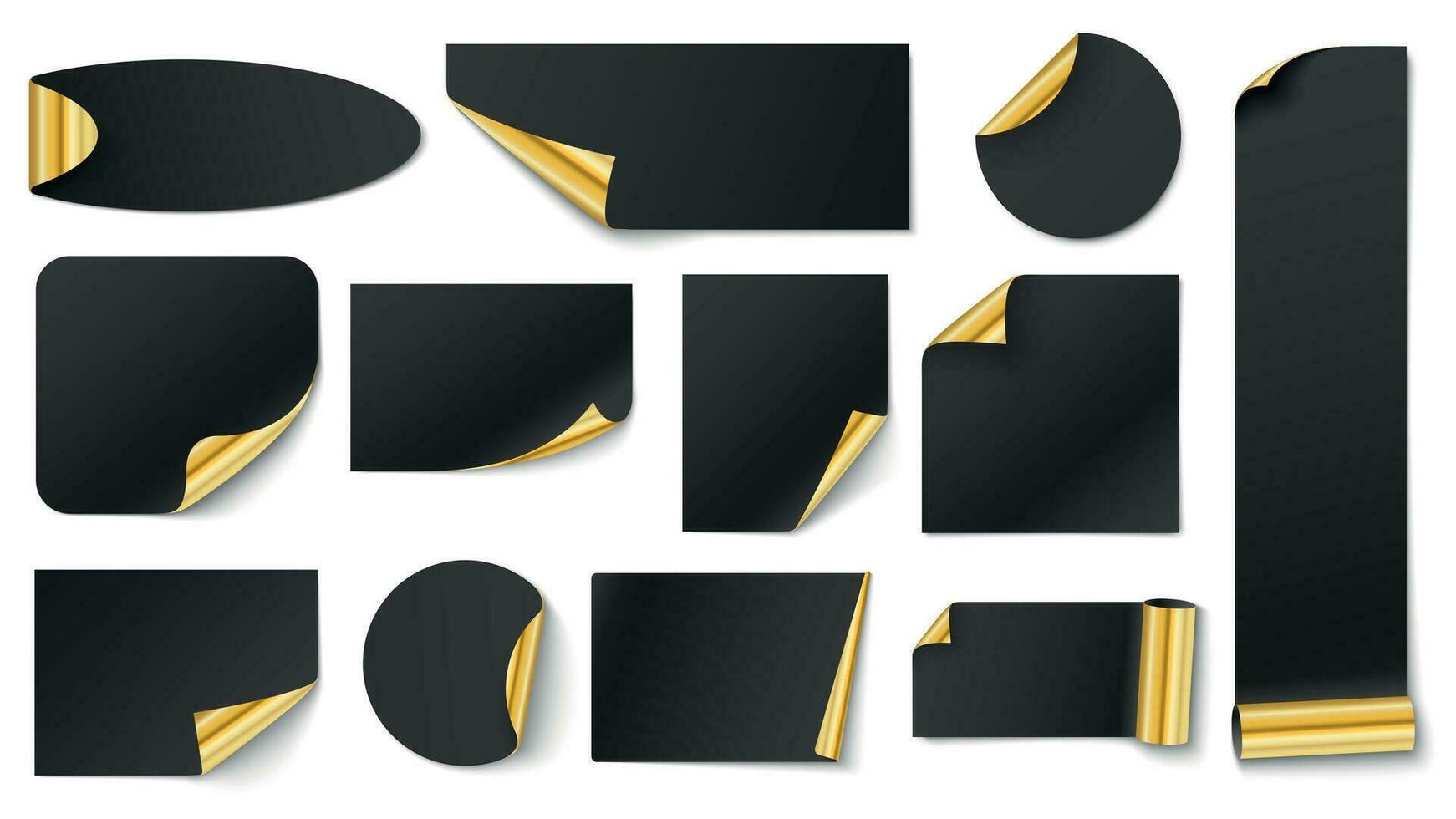 schwarz Aufkleber mit Gold. Aufkleber Gold Ecke auf Weiß vektor