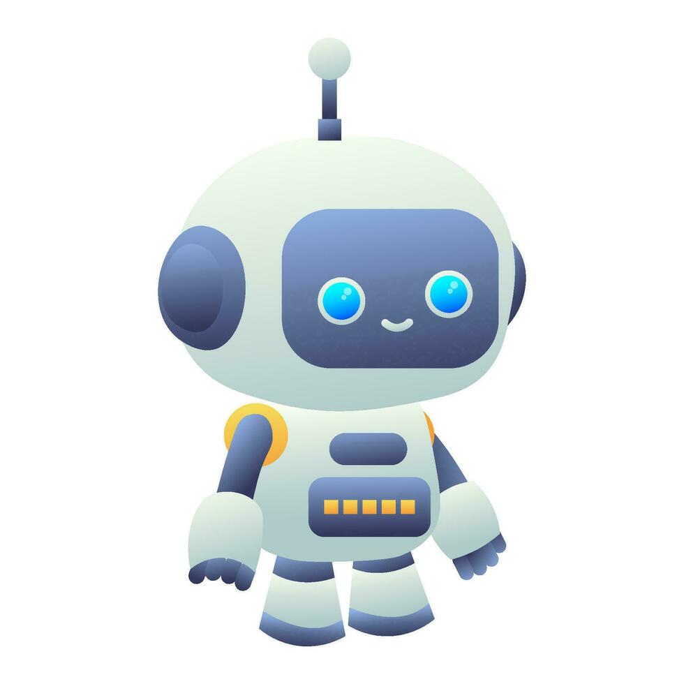 vektor söt robot karaktär. artificiell intelligens i vetenskap och företag, smart maskin, chatt bot.