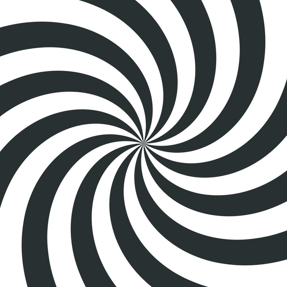 psychedelic spiral. svart och vit hypnotisk virvla runt bakgrund. geometrisk illusion och roterande Ränder runda vektor