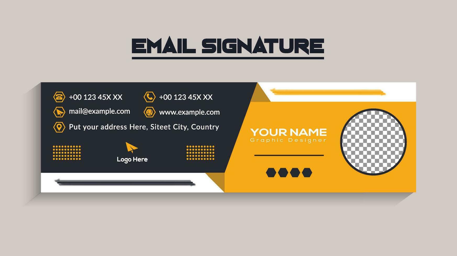 Unternehmen, modern und Fachmann Email Unterschrift. kreativ Mehrzweck Geschäft Email Unterschriften mit ein Autor Foto Platz vektor