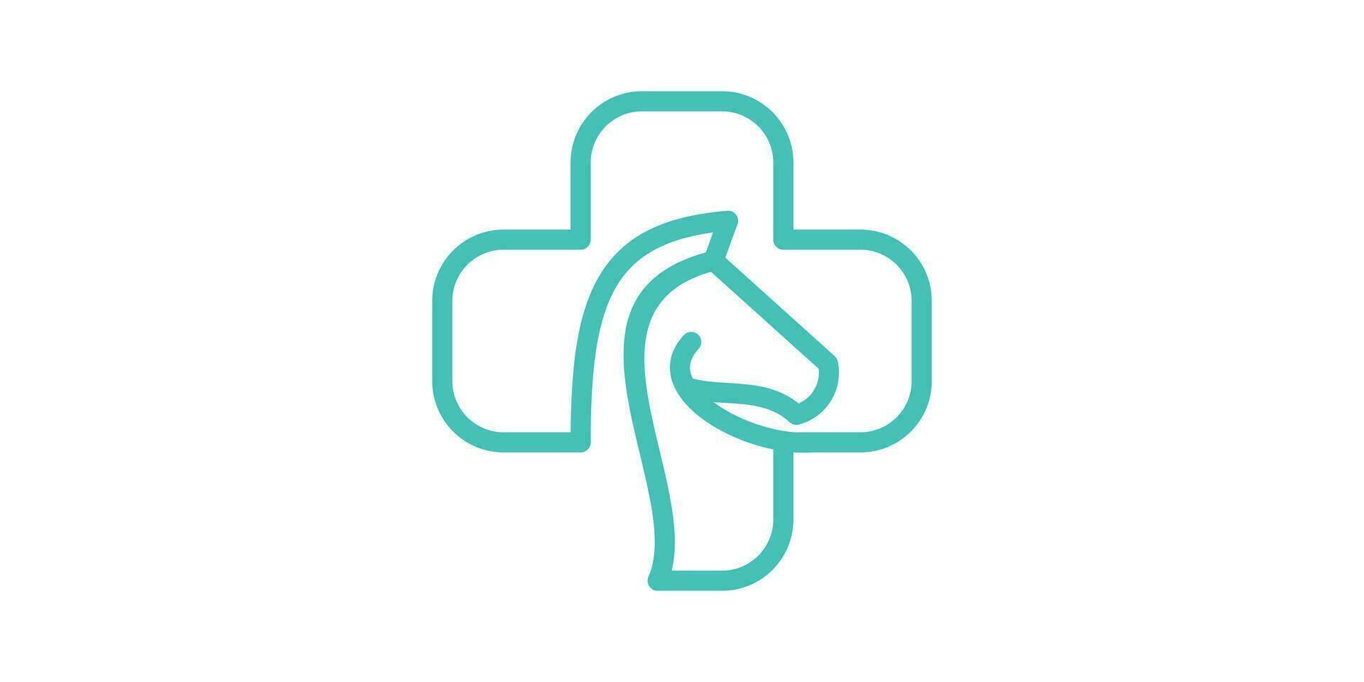 logotyp design kombination av plus tecken med häst, häst hälsa, ikon, vektor, symbol. vektor