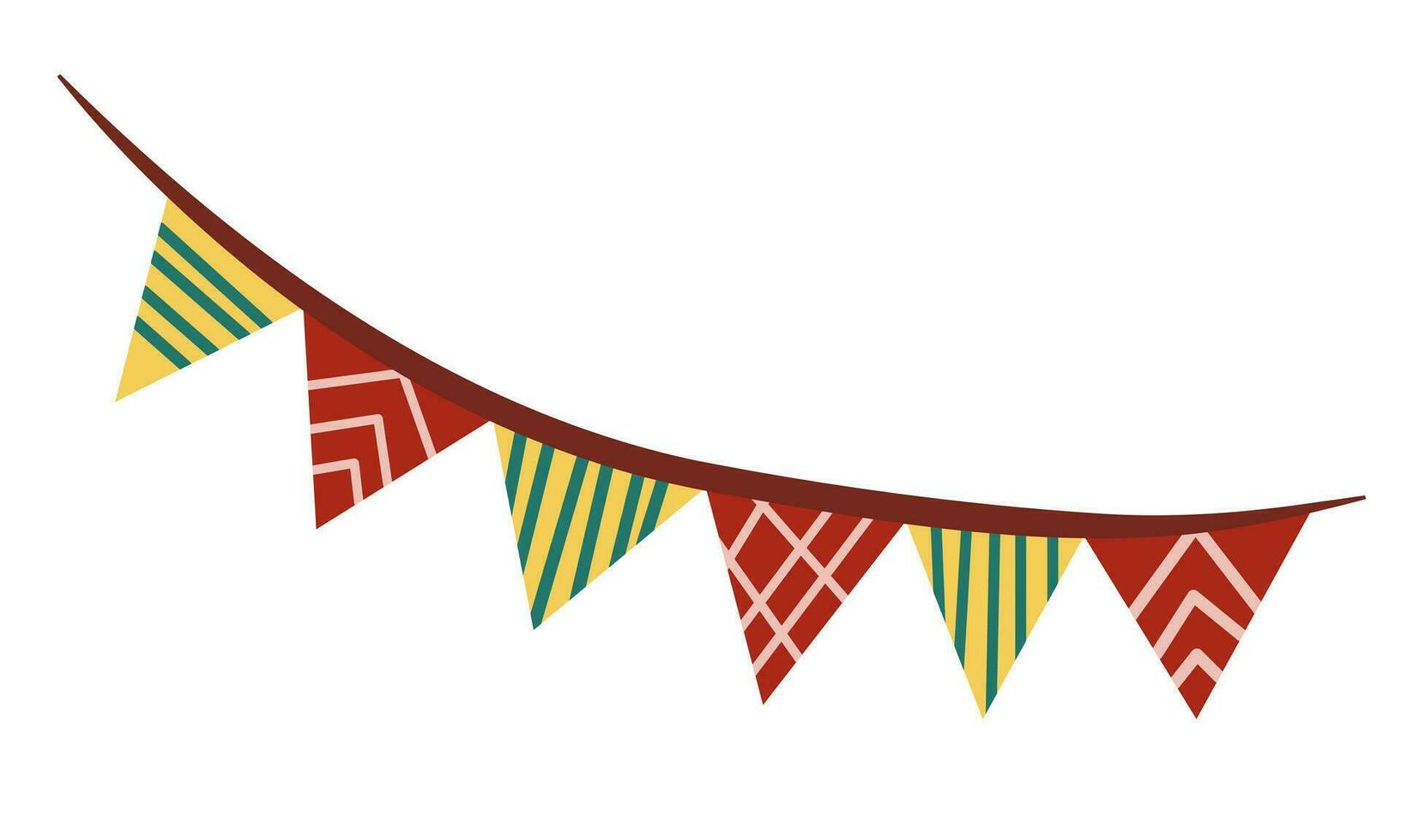 Jahrgang Zirkus festlich Flagge Girlande Vektor Illustration. geometrisch Muster einfach eben Stil, isoliert auf Weiß Hintergrund. Karneval, Geburtstag, Zirkus Rand Dekoration.
