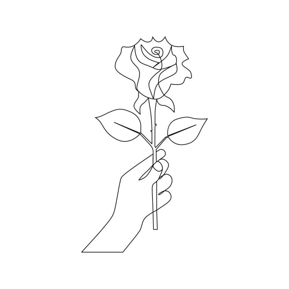 kontinuierlich eine Linie Rose Blume Zeichnung und Single Gliederung Vektor Kunst Illustration